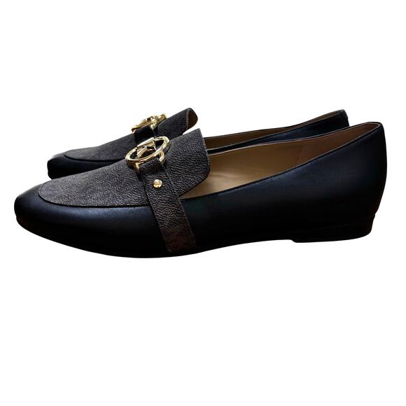 Michael Kors Rory leather loafers slip on shoes US 9.5M black brown monogram - Picture 5 of 11